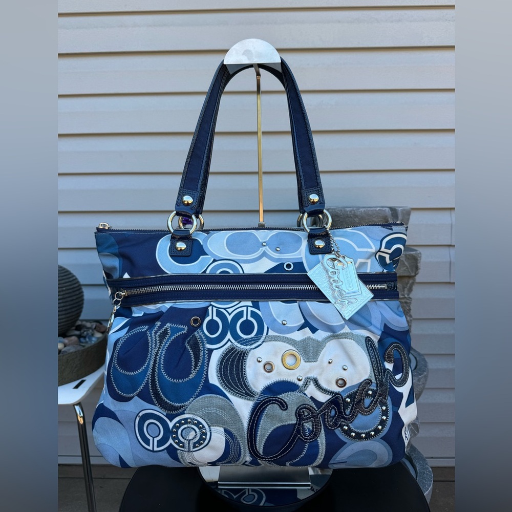 Coach Poppy Blue Denim Tote Bag